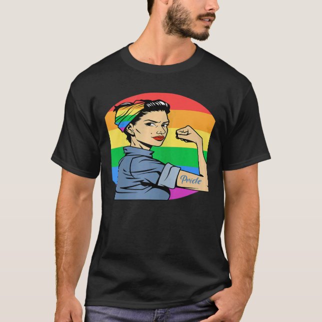 Camiseta Mujeres LGBT Orgullo Lesbiano Gay Feminista Rainbo (Anverso)