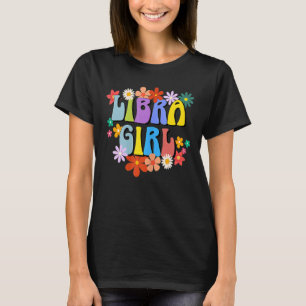 Camiseta Mujeres Libra Chica Zodiac Rótulo Groovy Retro Bir