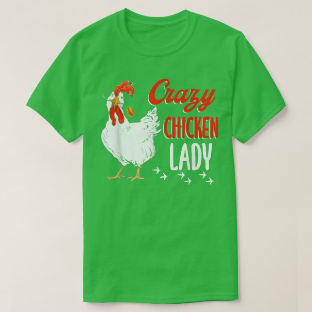 Camiseta Mujeres Locas de Pollo Señora Agricultora Agrícola (Diseño del anverso)