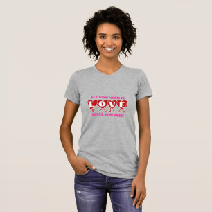 Camiseta Mujeres "LOVE" Gato Corazón Gris Heather Tee - Lin