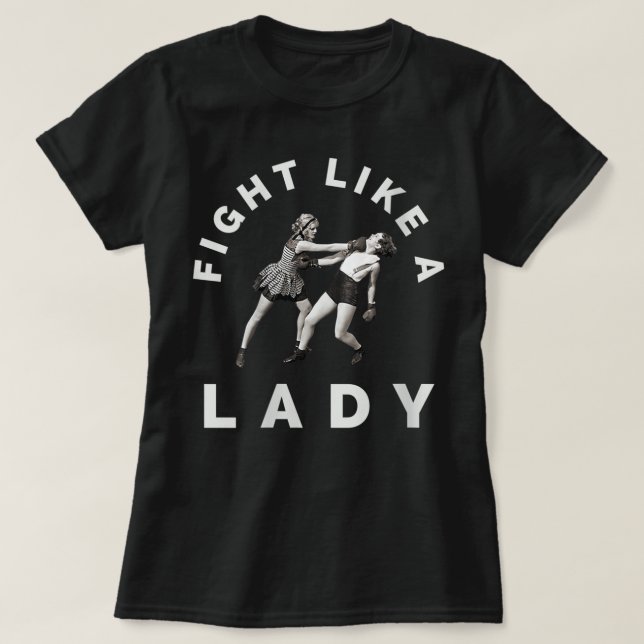 Camiseta Mujeres luchan como boxeador femenino divertido, M (Diseño del anverso)