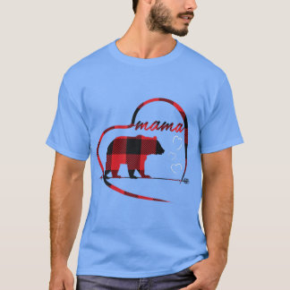 Camiseta Mujeres Mama Bear Búfalo Tapado Alambre Corto Para