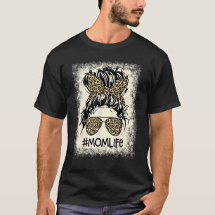Camiseta Mujeres Mamá Vida Bleached Funny Mom Life Leopard