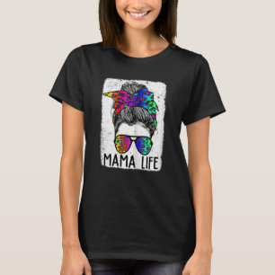 Camiseta Mujeres Mamá Vida Bleached Mom Life Leopart Messy 
