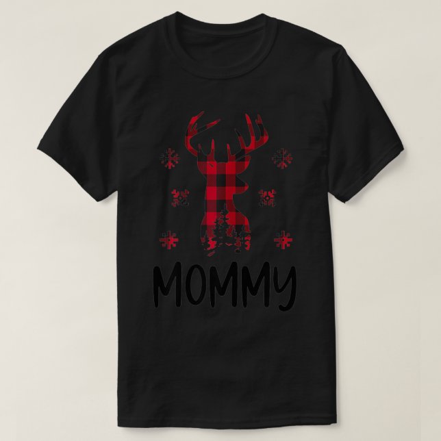 Camiseta Mujeres Mami Deer Red Plaid Familia Correspondient (Diseño del anverso)