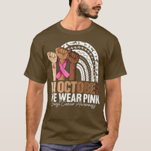 Camiseta Mujeres Mano En Octubre usamos cáncer de mama rosa