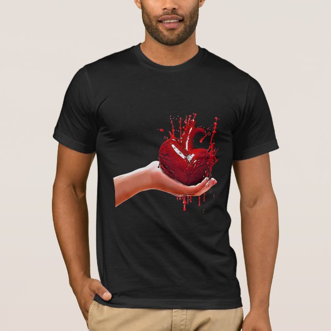 Camiseta Mujeres mano sosteniendo sangrientos corazones rot (Anverso)