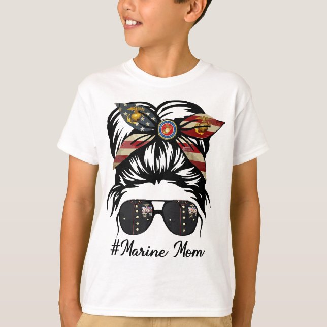 Camiseta Mujeres Marinas de la Vida Marina Mamá Militar Mes (Anverso)