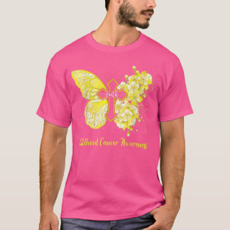 Camiseta Mujeres Mariposa Amarilla Fe Cáncer Infantil Awa