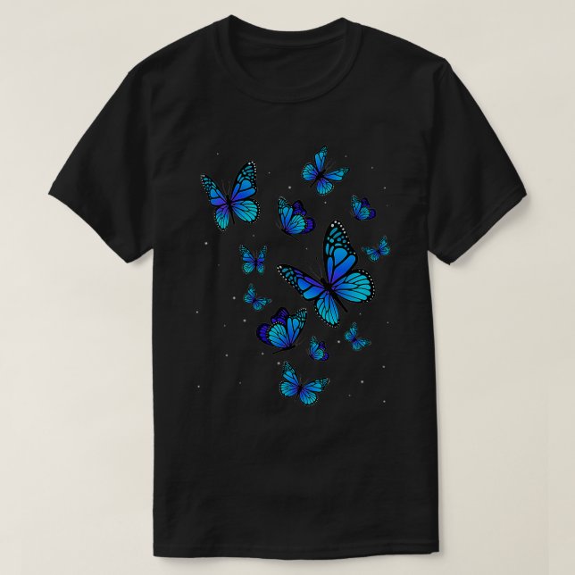 Camiseta Mujeres Mariposa Azul Jardín Hermosa Mariposa (Diseño del anverso)