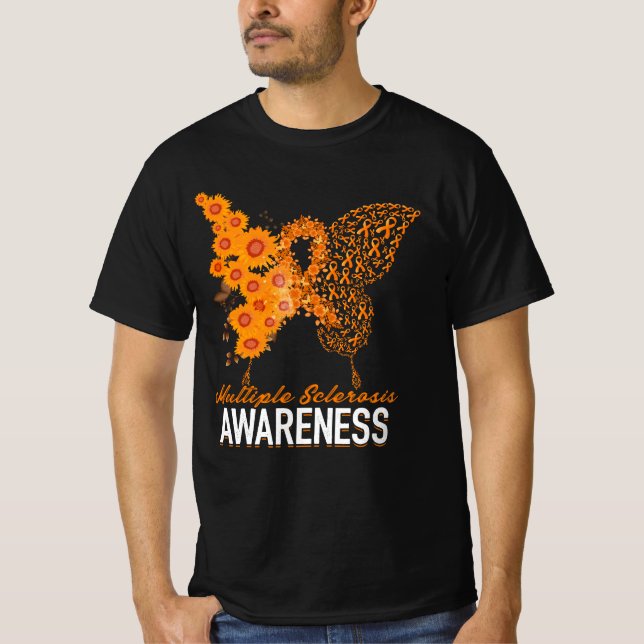 Camiseta Mujeres Mariposa Esclerosis Múltiple MS Conciencia (Anverso)