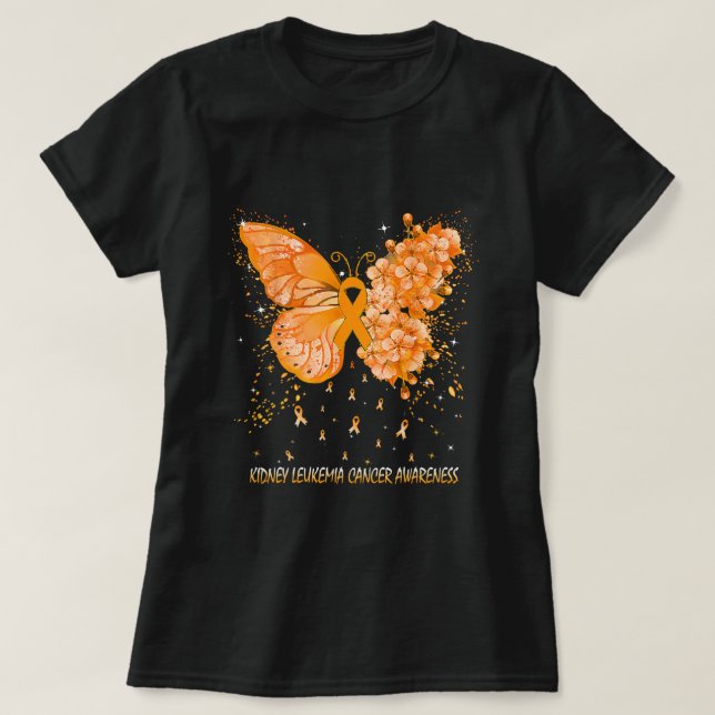 Camiseta Mujeres Mariposa Riñón Leucemia Cáncer Conciencia (Diseño del anverso)