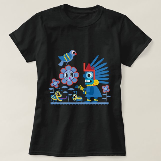 Camiseta Mujeres mayas de dios de la lluvia del muchacho (Diseño del anverso)