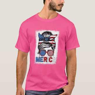Camiseta Mujeres Merica Mamá Chica Bandera Americana Messy 
