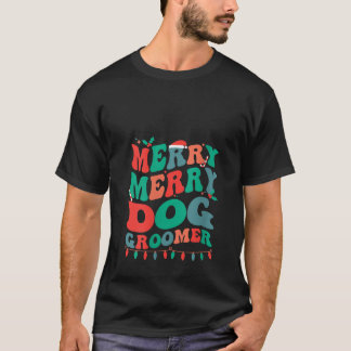 Camiseta Mujeres merry Dog Groomer Navidades Dog Grooming X