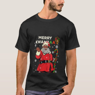 Camiseta Mujeres Merry Kwanzaa Santa Claus Navidades negros