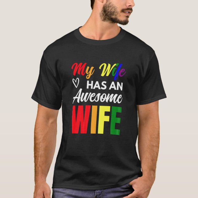 Camiseta Mujeres Mi Esposa Tiene Una Esposa Graciosa Lesbia (Anverso)