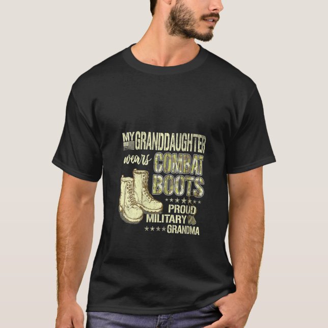 Camiseta Mujeres Mi Nieta Usa Boots De Combate Orgullosos M (Anverso)