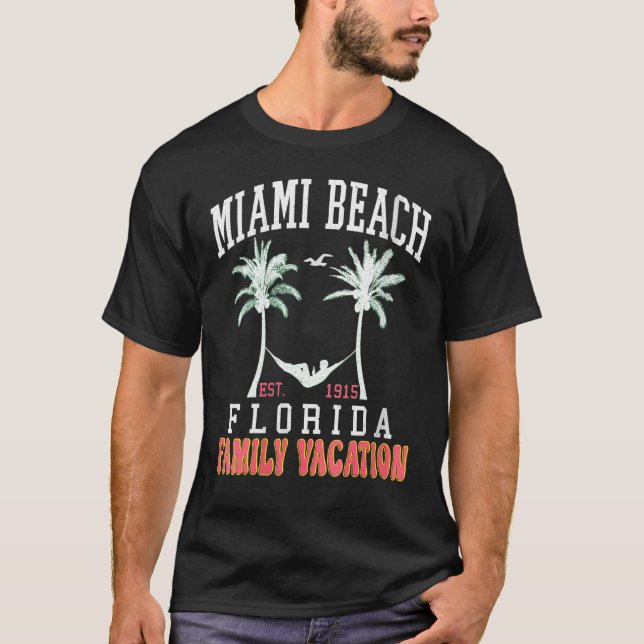 Camiseta Mujeres Miami Beach Florida Family Vacation Beach  (Anverso)
