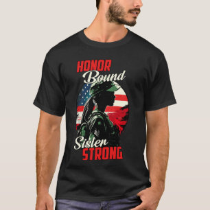 Camiseta Mujeres Militares Hermana Honrar Bandera Americana