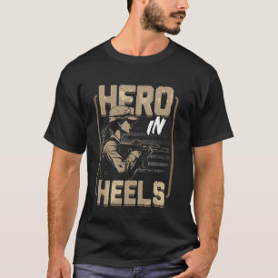Camiseta Mujeres Militares Hero Tacones USA Bandera America
