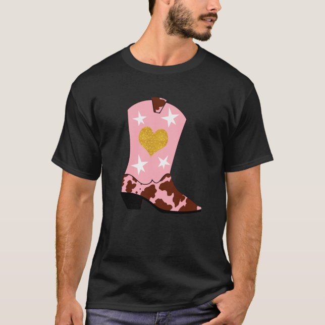 Camiseta Mujeres modernas: Cowgirl rosa del arranque occide (Anverso)