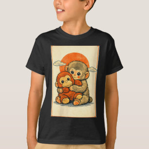 Camiseta Mujeres mono bebé kawaii lindo macaco japonés