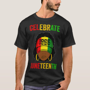 Camiseta Mujeres Moño Desordenado Juneteenth Celebran Indep