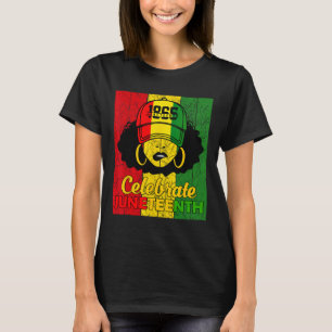 Camiseta Mujeres Moño Desordenado Juneteenth Celebrar Día d