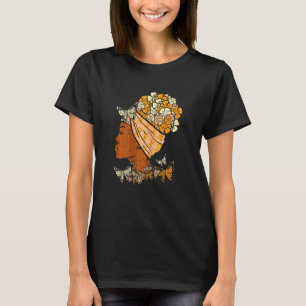 Camiseta Mujeres Mujer Negra Mariposas Cinta Naranja Leuke