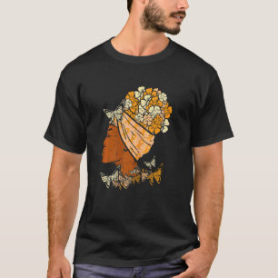 Camiseta Mujeres Mujer Negra Mariposas Cinta Naranja Leuke