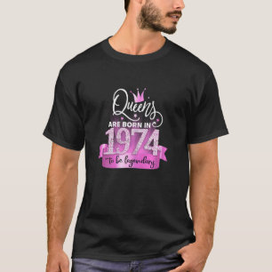 Camiseta Mujeres Nacidas En 1974 Elegante Fiesta Negro Rosa