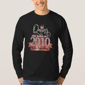 Camiseta Mujeres Nacidas En 2010 Elegante Rosa Negro Fiesta