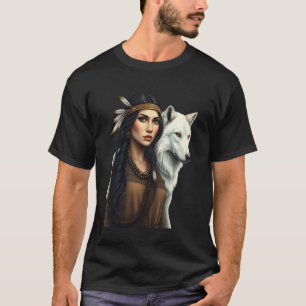 Camiseta Mujeres Nativas Americanas Amantes de Lobos Indíge