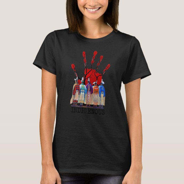 Camiseta Mujeres nativas indígenas de la mano roja (Anverso)
