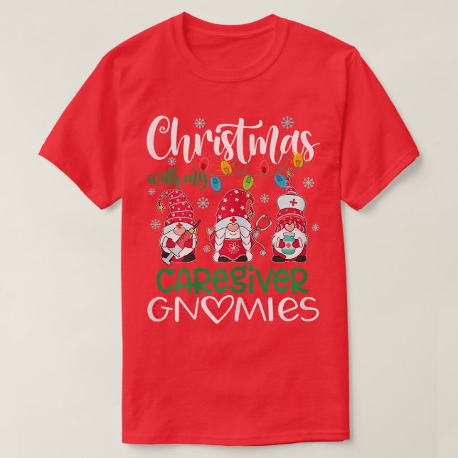 Camiseta Mujeres Navidades Con Mi Cuidador Gnomies Stethos (Diseño del anverso)