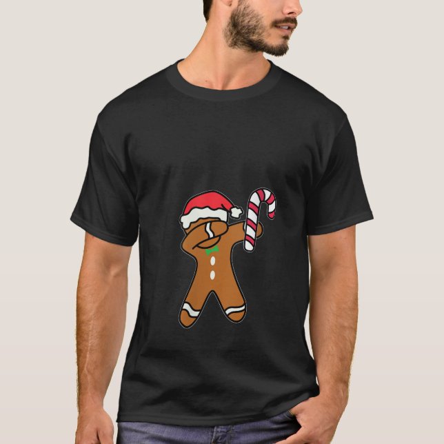 Camiseta Mujeres Navidades dabbing Gingerbread Man Candy Ca (Anverso)