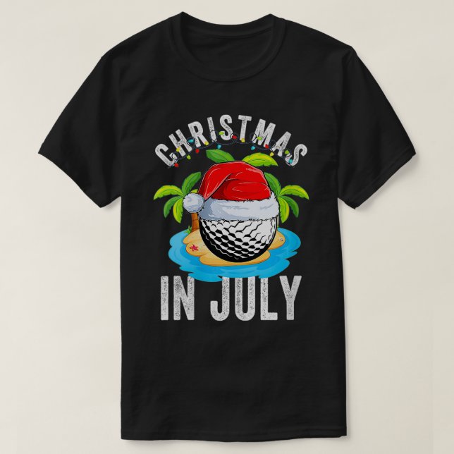 Camiseta Mujeres Navidades en julio Golf Ball Santa Hat Sum (Diseño del anverso)