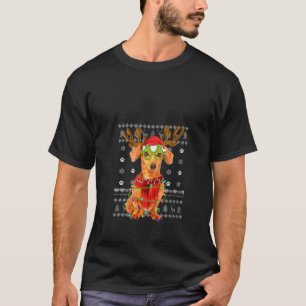 Camiseta Mujeres Navidades suéteres feas iluminan perro de