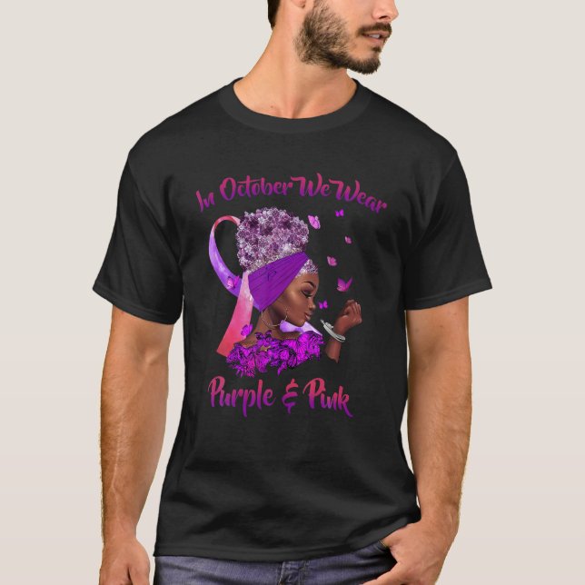 Camiseta Mujeres Negras Cáncer De Mama Y Violencia Doméstic (Anverso)