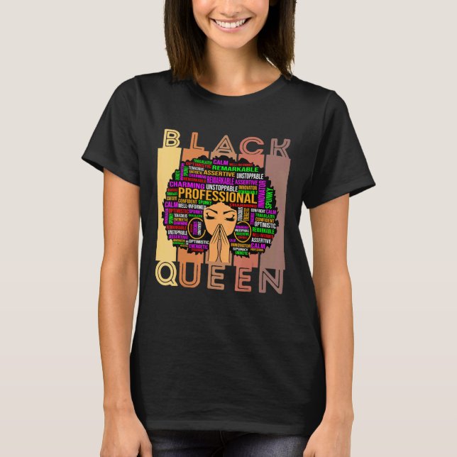 Camiseta Mujeres negras Melanin profesora Reina afro Chica  (Anverso)