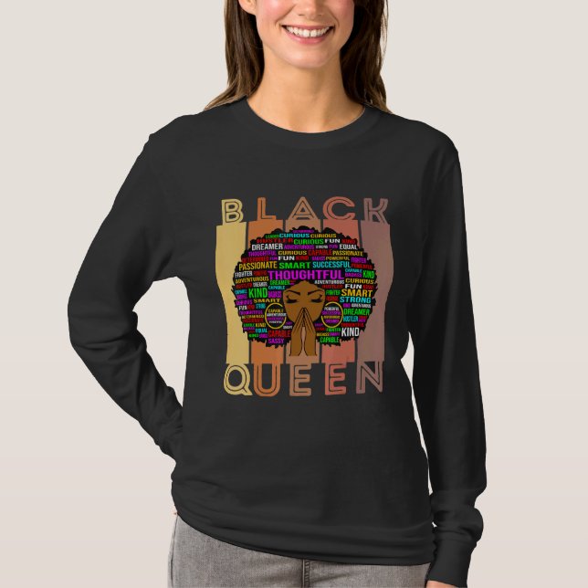 Camiseta Mujeres negras Melanin profesora Reina afro Chica  (Anverso)