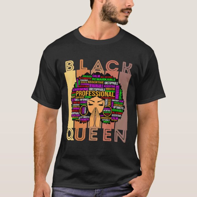 Camiseta Mujeres negras Melanin profesora Reina afro Chica  (Anverso)