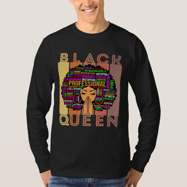 Camiseta Mujeres negras Melanin profesora Reina afro Chica  (Anverso)
