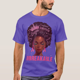 Camiseta Mujeres negras Reina inquebrantable cáncer de mama