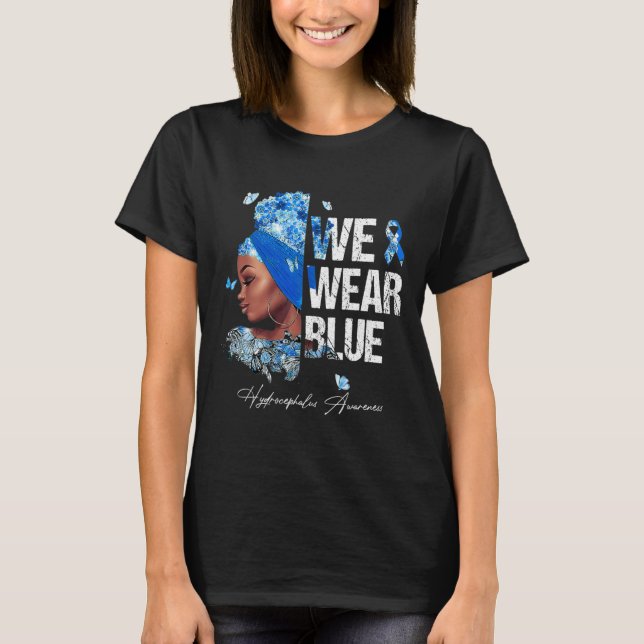 Camiseta Mujeres Negras Usamos Hidrófano Azul Conciencia (Anverso)