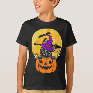 Camiseta Mujeres Negro Bulldog Francés Bruja Amante de Perr