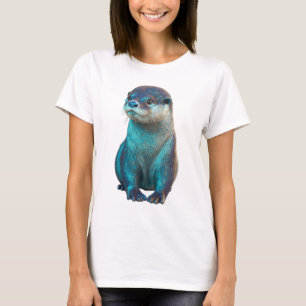 Camiseta Mujeres Nutria Galácticas Cósmicas Teal Iridescent