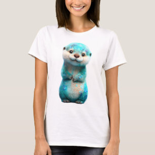 Camiseta Mujeres Nutria Galaxia Brillo Acuarela Verde