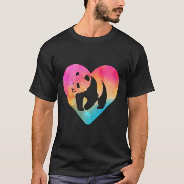 Camiseta Mujeres O Chicas Panda Bear Tye Tye Acuarela (Anverso)